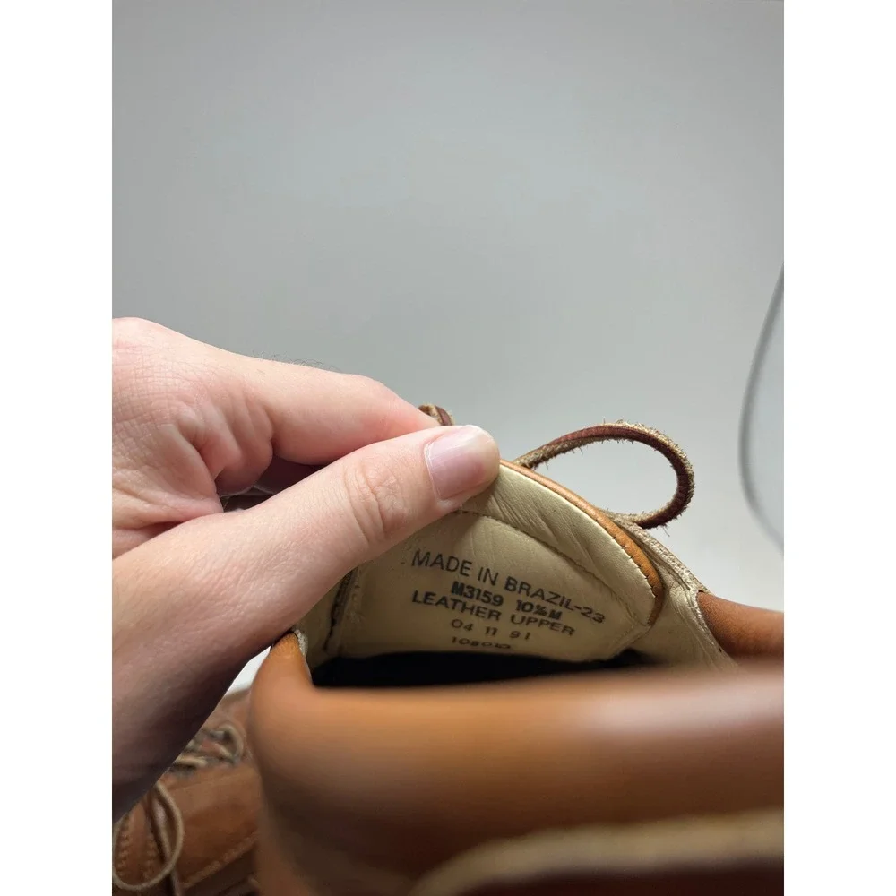 Rockport Mens Boat Shoes 10.5 M Brown Leather RocSports Vibram Nautical Loafers